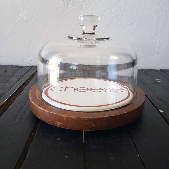 Vintage Goodwood Cheese Board Glass Cloche MCM - Picture 1 of 5